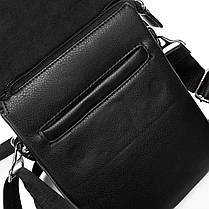 Сумка чоловіча чорна на плече на два відділи під однією блискавкою з екошкіри маленька Dr. Bond 223-1, фото 4