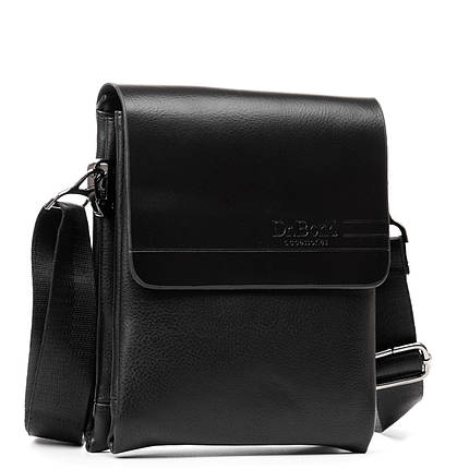 Сумка чоловіча чорна на плече на два відділи під однією блискавкою з екошкіри маленька Dr. Bond 223-1, фото 1