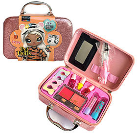 Дитяча косметика рум`яна, помади, лаки, пензлики, у валізі рожева 18*7*11см ( B150)