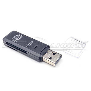 Універсальний кардридер 2 in 1 USB 2.0 SD/SDHC//Micro SD/Card Reader, фото 1