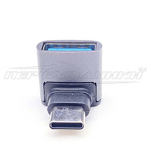 Перехідник Type-C Male to USB 3.0 АF OTG, кут, чорний, фото 4