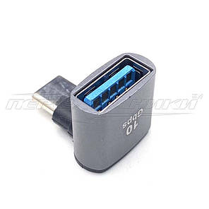 Перехідник Type-C Male to USB 3.0 АF OTG, кут, чорний, фото 3