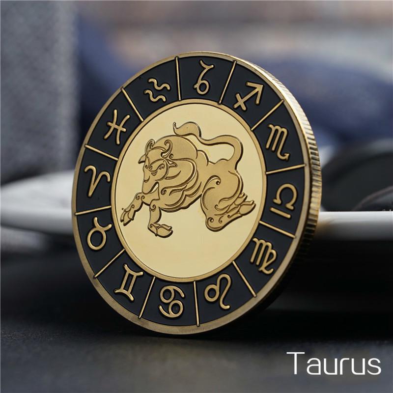 Сувенірна монета таро сузір'я Зодіака Телец, інкрустований, фото 1