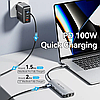 USB-хаб Vention 9 in1 USB C HUB адаптер Type-C to x USB 3.0 5 Гбіт/с + HDMI 4K 60 Hz + Type-C Grey (TQLHB), фото 6