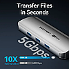 USB-хаб Vention 8 in1 USB C HUB адаптер Type-C to x 3x USB 3.0 5 Гбіт/с + HDMI 4K 60Hz + Type-C Grey (TQKHB), фото 4