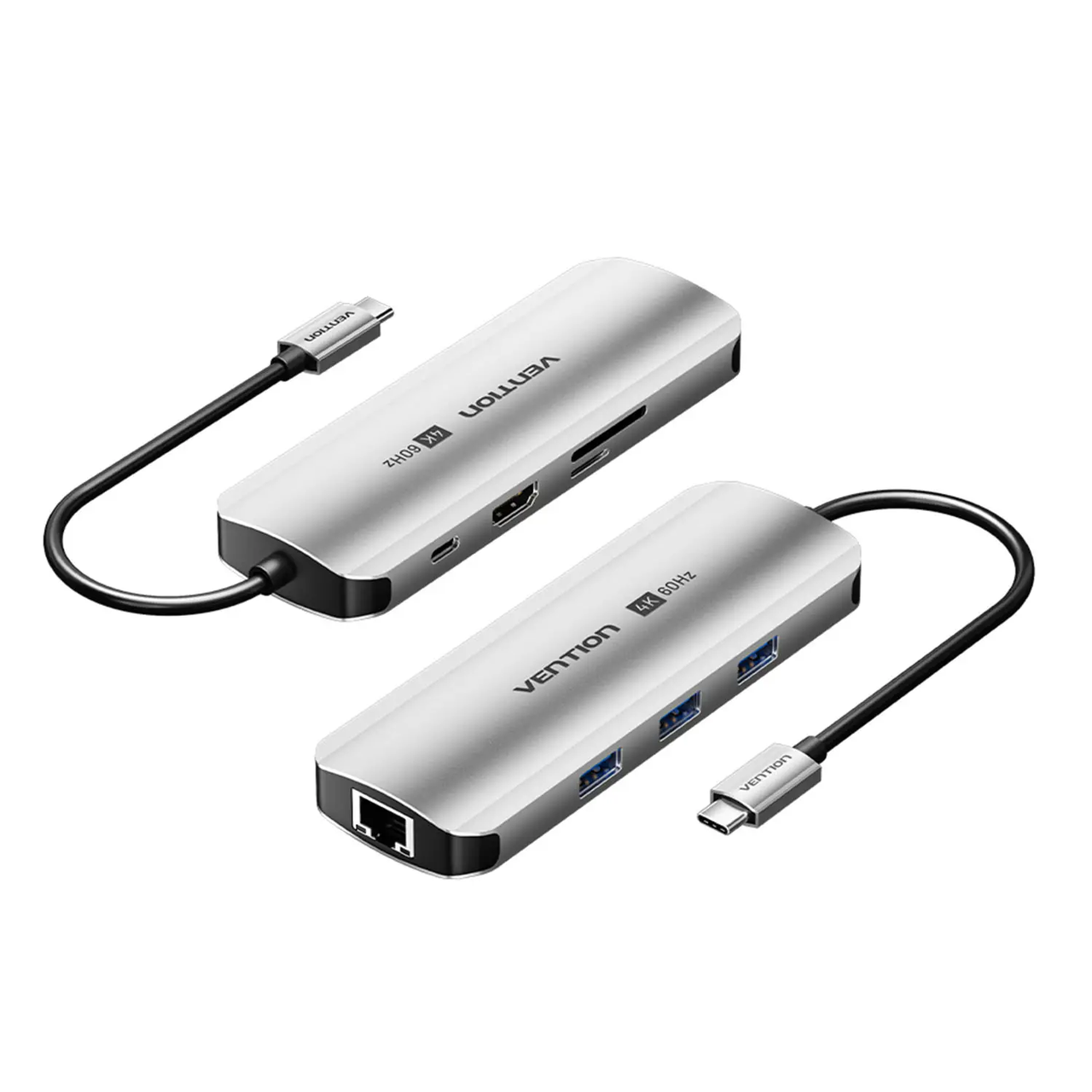 USB-хаб Vention 8 in1 USB C HUB адаптер Type-C to x 3x USB 3.0 5 Гбіт/с + HDMI 4K 60Hz + Type-C Grey (TQKHB), фото 1