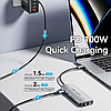USB-хаб Vention 8 in1 USB C HUB адаптер Type-C to x 3x USB 3.0 5 Гбіт/с + HDMI 4K 60Hz + Type-C Grey (TQKHB), фото 6