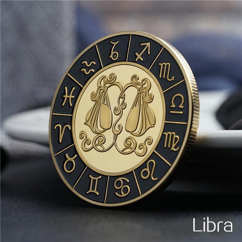 Сувенірна монета сузір'я Зодіака Ваги, інкрустований, фото 1