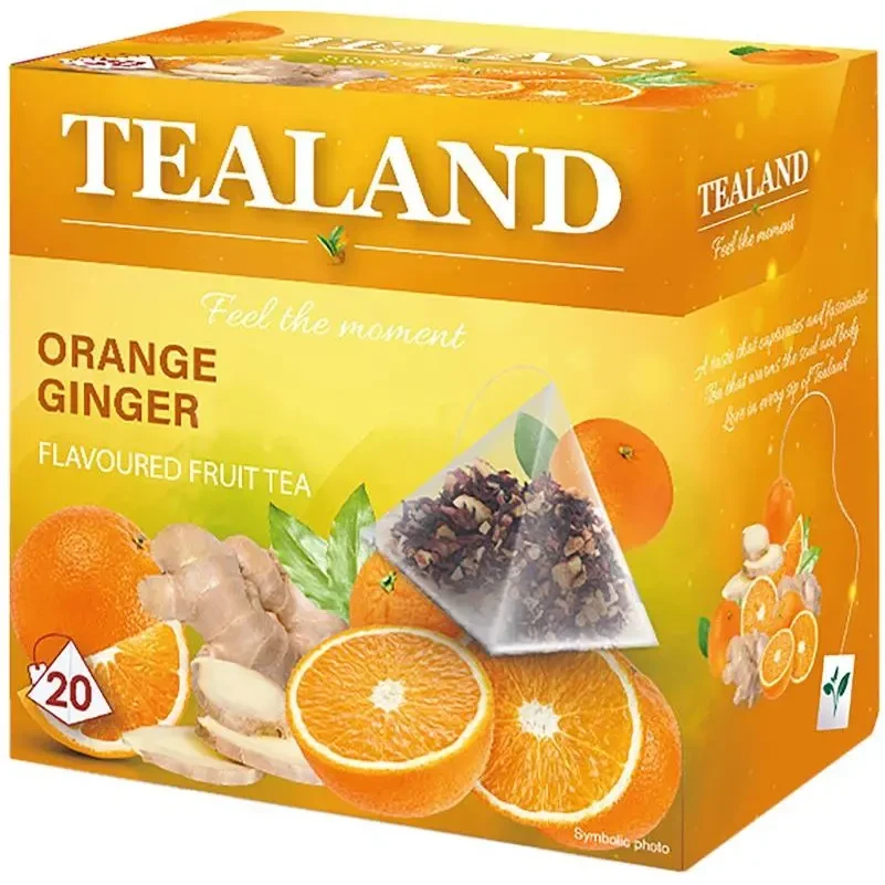 Чай фруктовий Tealand Exotic Orange-Ginger, апельсин та імбир, у пірамідках, 40 г