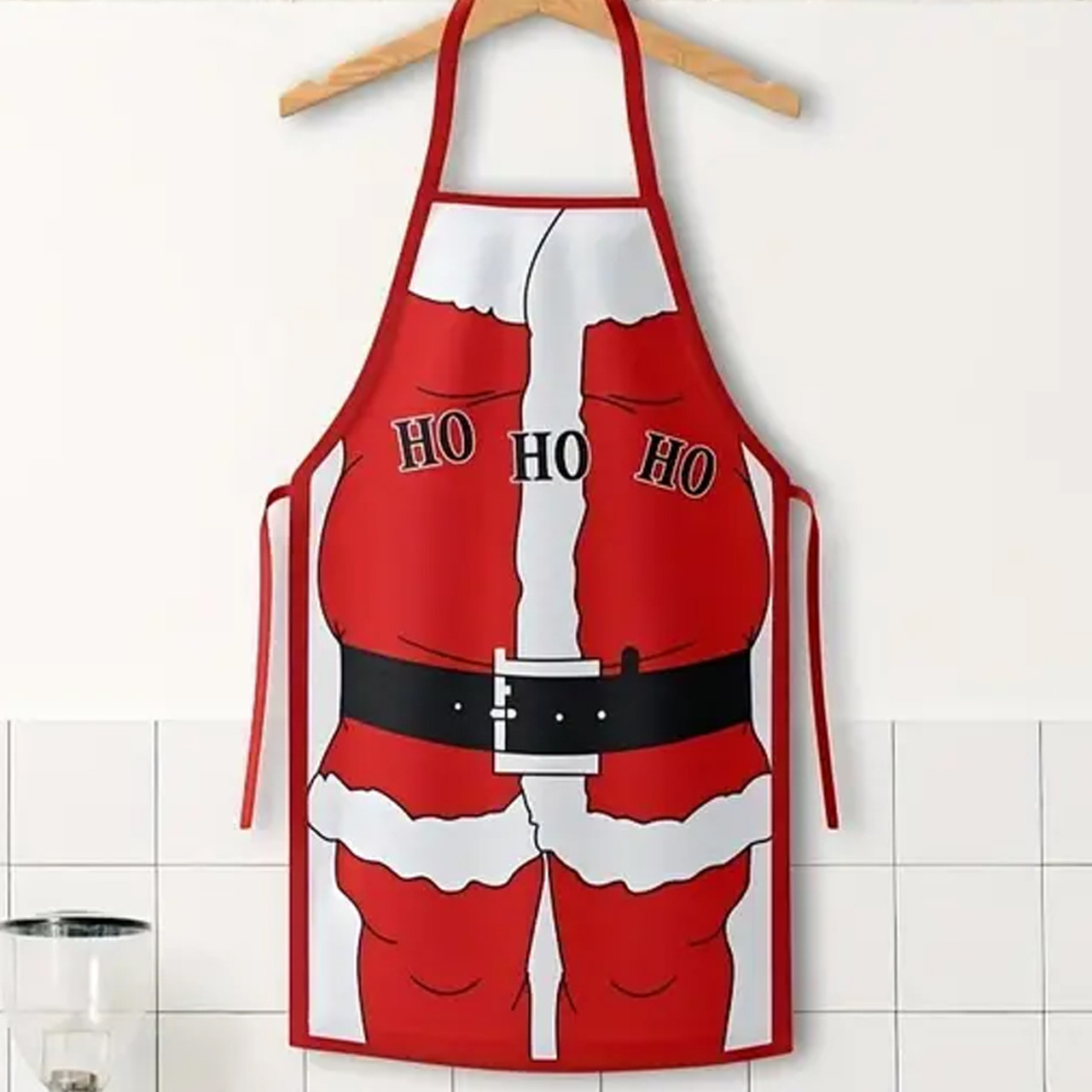 Новогодний фартук Санта HO-НО-НО. Святковий Різдвяний Фартух, фото 1