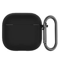 Силіконовий чохол для навушників Apple Airpods 4 | чохол + карабін | чорний