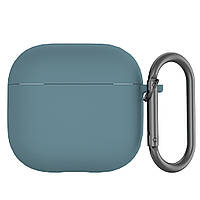 Силіконовий чохол для навушників Apple Airpods 4 | чохол + карабін | темно-зелений