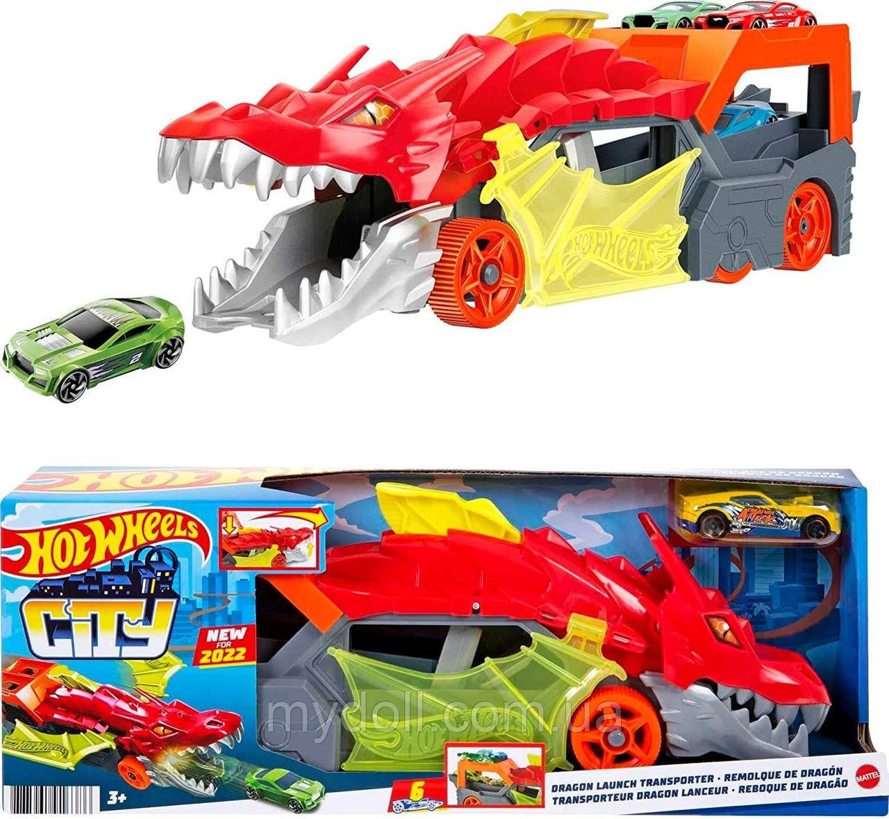 Автовоз Хот Вілс Пасть дракона Вантажівка-транспортер Hot Wheels Dragon Launch Transporter GTK42 Mattel Оригінал