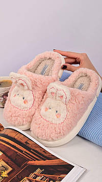 Жіночі кімнатні рожеві капці з зайчиком Тп167