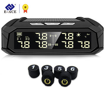 Система контролю тиску E-ACE в шинах для вантажівки автобуса TPMS бездротова 6 зовнішніх датчиків коліс до 8 барів