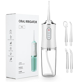 Іригатор для чищення зубів та порожнини рота Oral Irrigator з акумулятором та 4 змінними насадками Білий
