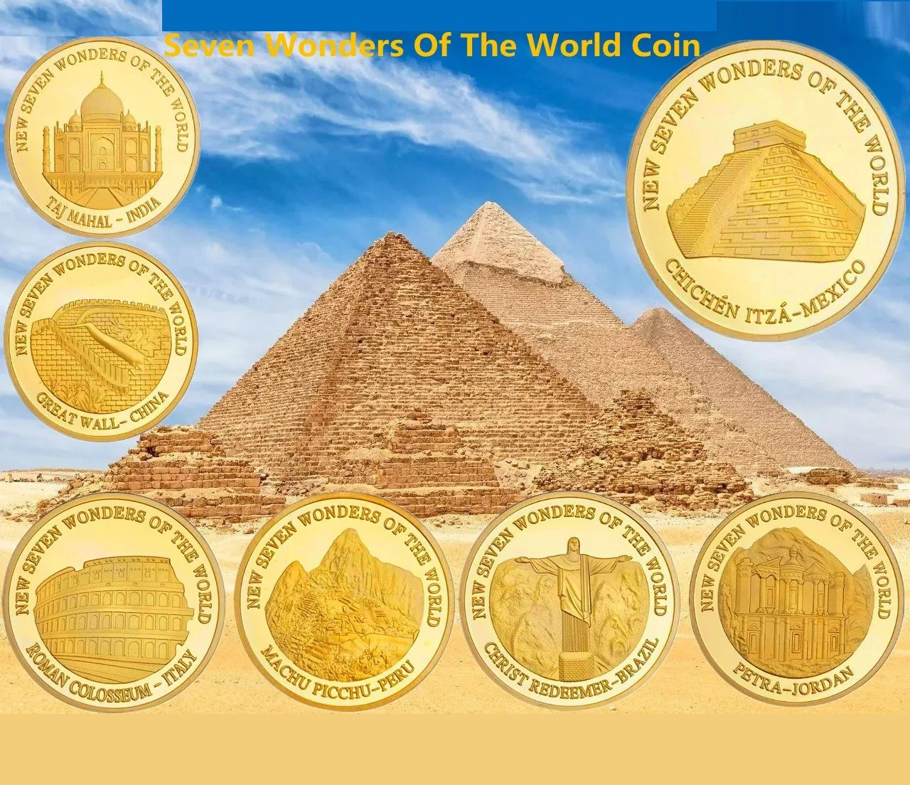 Набір Сувенірних монет "Сімь чудес світла" (7 шт. у капсулах) 2007г, фото 1
