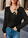 Жіночий вязаний светр джемпер із вирізом чорний, фото 2