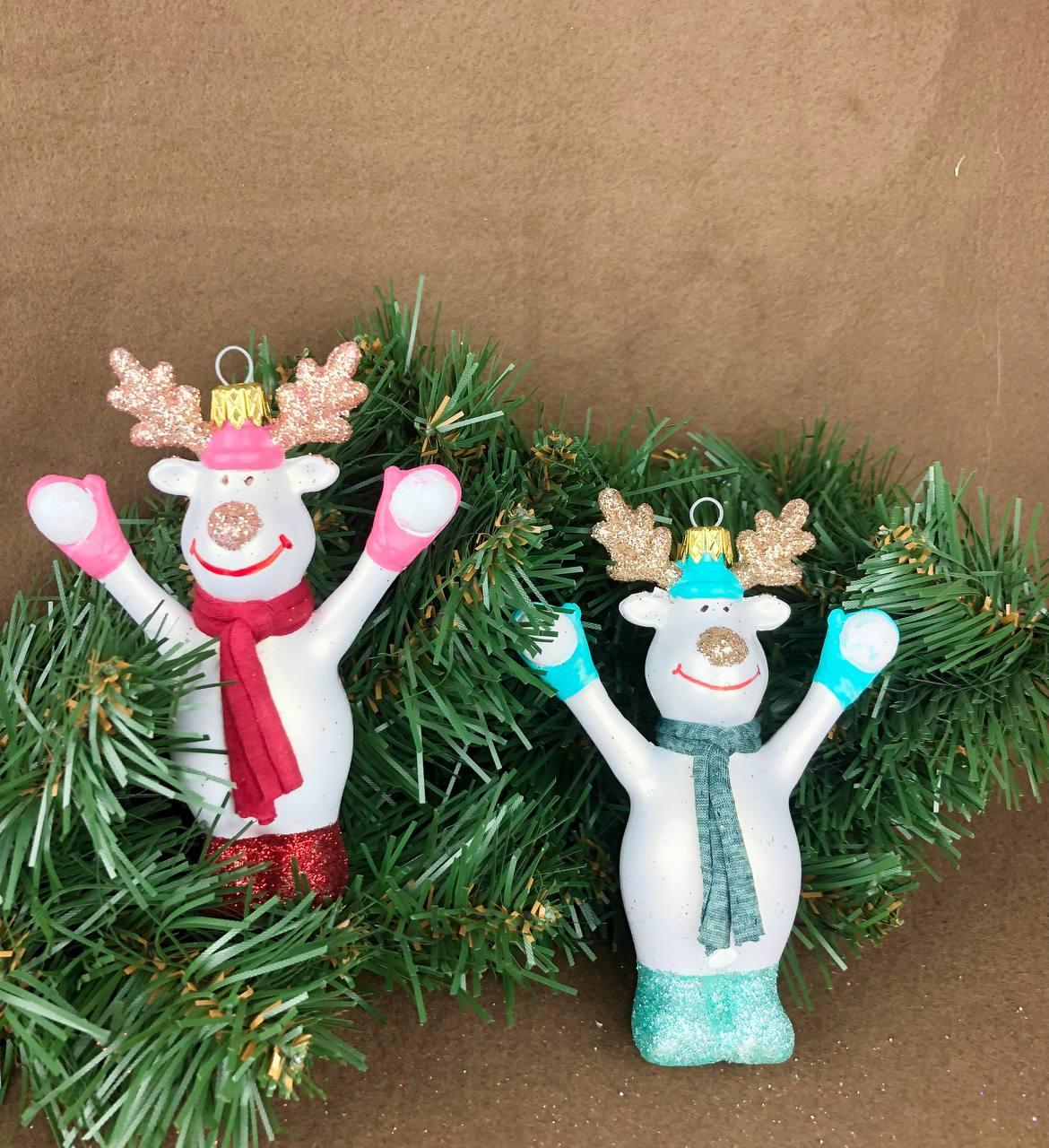 Прикраса на ялинку "Олень підняті руки" 14см