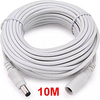 Універсальний кабель подовжувач живлення 12 V білий white 10 метрів 12 В 5.5×2.1mm, фото 2