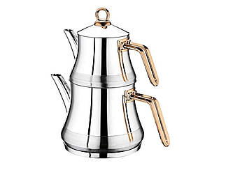 Чайник 2х ярусний OMS 0.5 та 1.25 літрів нержавіюча сталь 8075-M-OMS-Gold