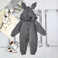 Дитячий в'язаний чоловічок з капюшоном, ромпер для новонароджених