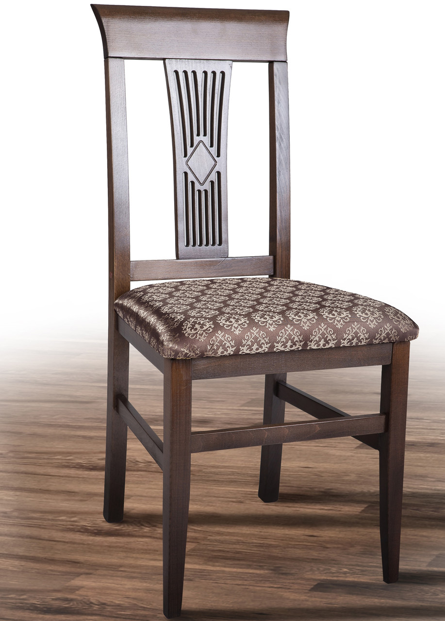 Стілець обідній дерев'яний Алла з твердою спинкою темний горіх, фото 1