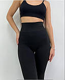 Безшовні чорні жіночі термо лосини на хутрі, фото 3