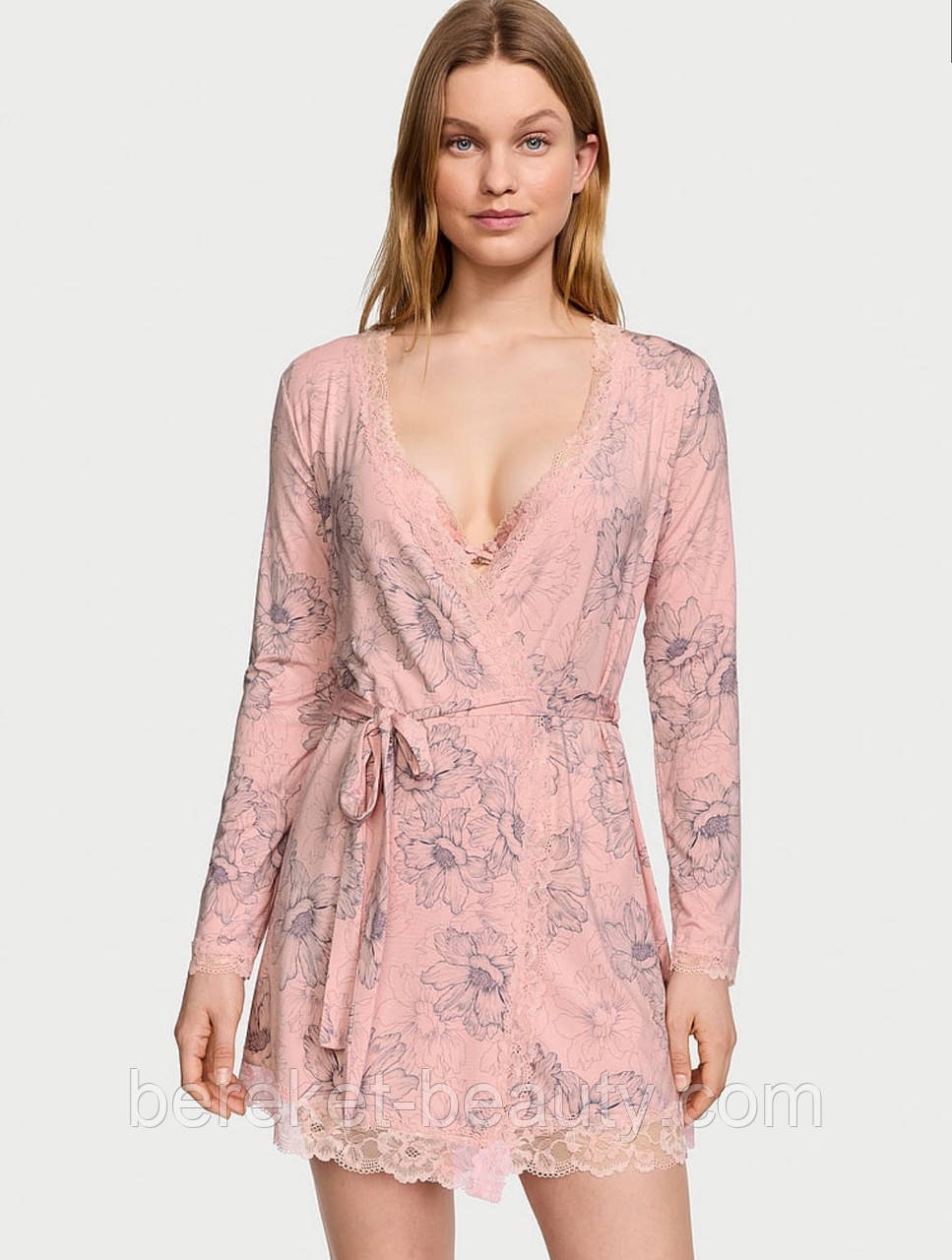 Халат Victoria's Secret Modal Lace-Trim Robe (pink) M/L