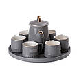Чайний сервіз на 6 персон із чайником заварником на керамічній підставці сірий Lugi, фото 7