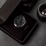 Класичний кварцовий чорний наручний годинник, Чоловічий круглий наручний годинник, фото 6