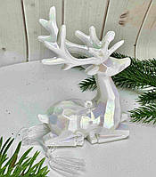 Новорічне оленятко акрилове. Розміри — 9 х 10 см. Колір — білий з перламутром (за шт)