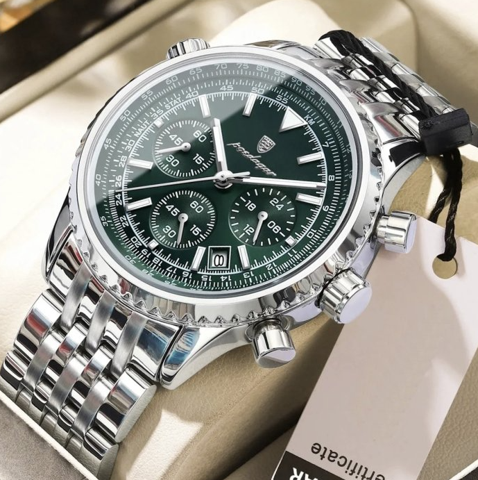 Якісний круглий годинник з металевим ремінцем з японським механізмом, фото 1