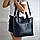 Велика жіноча сумка формату А4 міська модна чорна екошкіра, фото 5