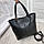 Велика жіноча сумка формату А4 міська модна чорна екошкіра, фото 9