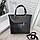 Велика жіноча сумка формату А4 міська модна чорна екошкіра, фото 2