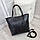 Велика жіноча сумка формату А4 міська модна чорна екошкіра, фото 10