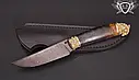 Ніж ручної роботи "Нічний птах" 130х34х4мм із дамаської сталі та колодкою з капа клена, фото 3