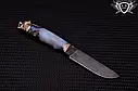 Ніж ручної роботи "Сніжний барс" 130х30х4мм із дамаської сталі та колодкою з гібриду, фото 2