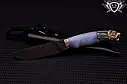 Ніж ручної роботи "Сніжний барс" 130х30х4мм із дамаської сталі та колодкою з гібриду, фото 3