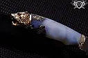 Ніж ручної роботи "Сніжний барс" 130х30х4мм із дамаської сталі та колодкою з гібриду, фото 4