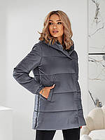 Куртка жіноча зимова з капюшоном  (модель1005) колір сірий