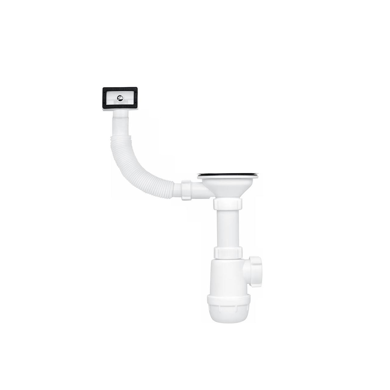 Сифон для кухонної мийки ANIplast 3 1/2''х40 мм з різьбовим випуском, з прямокутним переливом А0145SEU-stryqq, фото 1