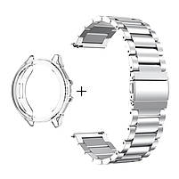 Комплект для годинника Xiaomi Watch 2Pro (бампер прозорий + ремінець Rolex design 22 мм сріблястий), фото 3