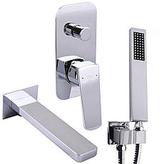 Смеситель для ванны встроенный TOPAZ LEXI TLG 21202-H21 2 выхода, лейка ручная, излив 190мм