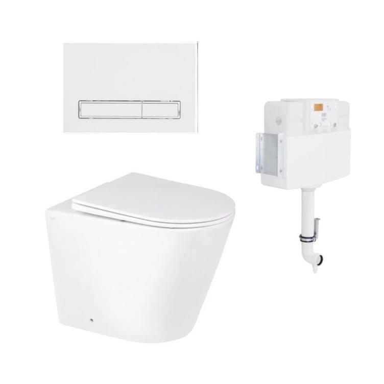Комплект: Qtap Swan унітаз підлоговий Rimless QT16223178W + Nest комплект інсталяції 2в1 (лінійна клавиша-stryqq