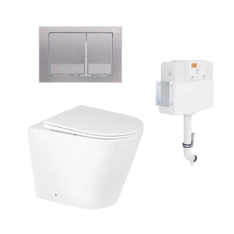 Комплект: Qtap Swan унітаз підлоговий Rimless QT16223178W + Nest комплект інсталяції 2в1 (квадратна клавиша-stryqq
