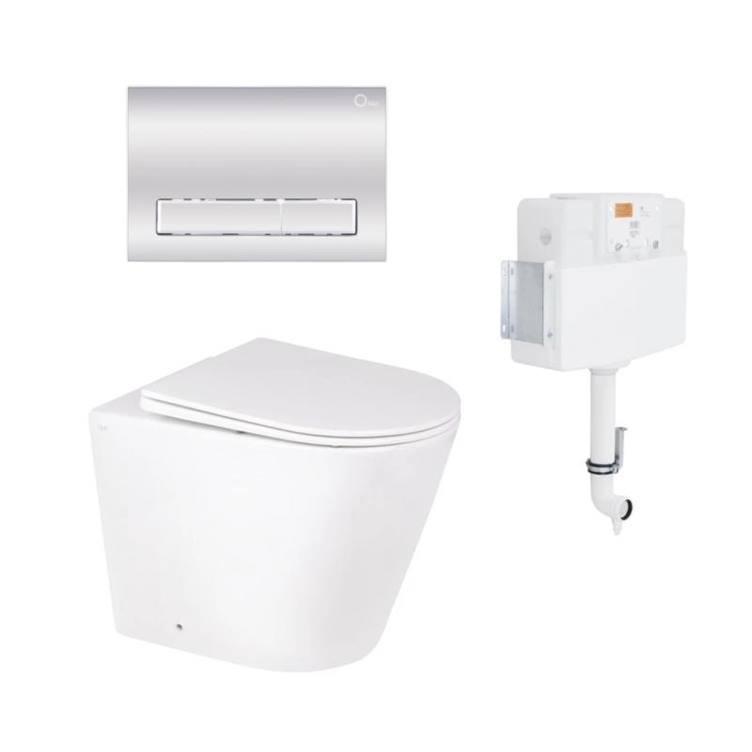 Комплект: Qtap Swan унітаз підлоговий Rimless QT16223178W + Nest комплект інсталяції 2в1 (лінійна клавиша-stryqq