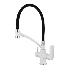 Смеситель для кухни на две воды GAPPO G4348 с гибким изливом, белый/хром