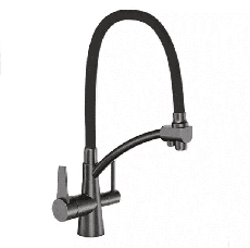 Смеситель для кухни на две воды GAPPO G4398-19 с гибким изливом, оружейная сталь.